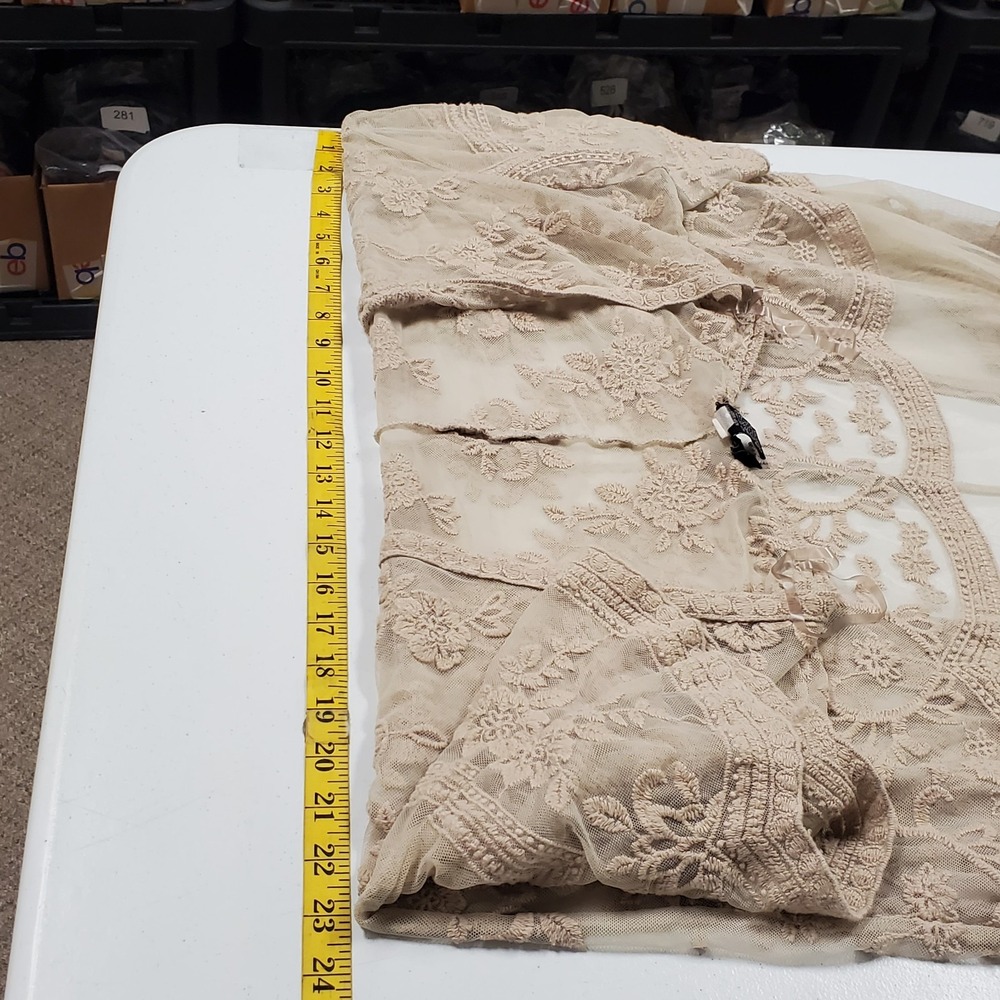 Miss Chevious Womens Open Front Lace Kimono Top Size L/XL Beige Y2K Flare Sleeve - Picture 6 of 9